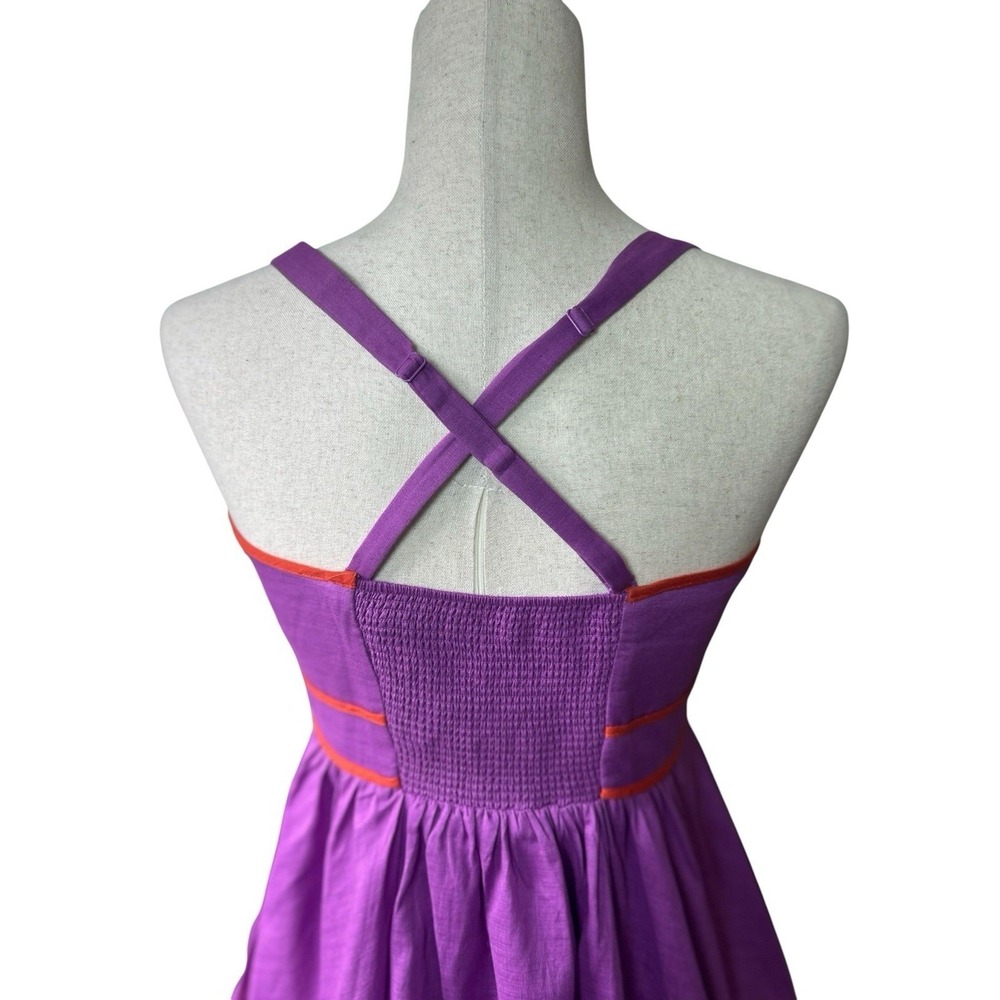 NEW JESSICA SIMPSON Size 10 Cotton Block Stripe Square Neck Summer Dress Pockets - Picture 7 of 10